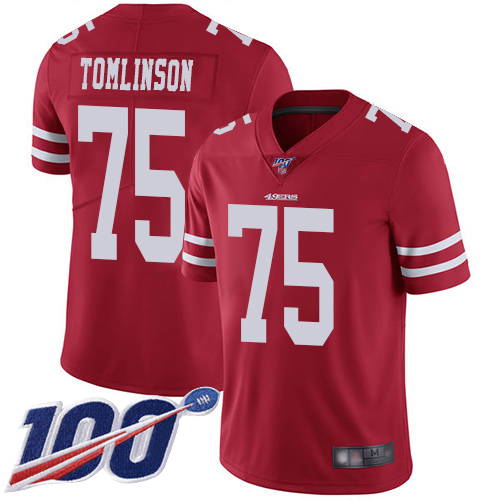 San Francisco 49ers Limited Red Men Laken Tomlinson Home NFL Jersey #75 100th Season Vapor Untouchable->women nfl jersey->Women Jersey